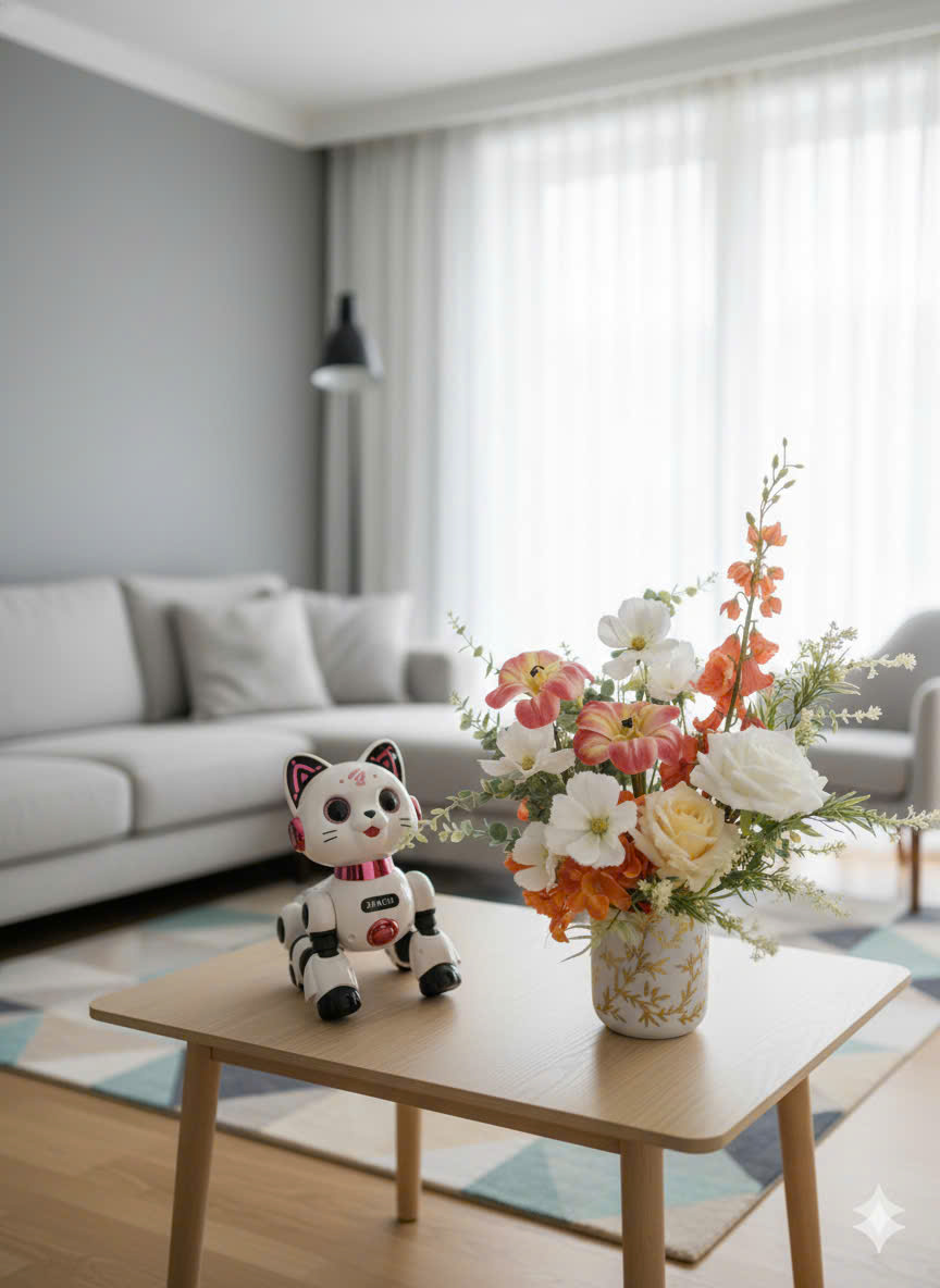 MS002 - Hoa tông cam trắng để bàn